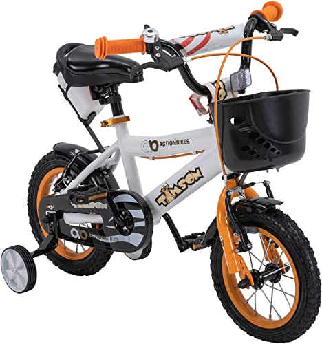 Actionbikes Kinderfahrrad Timson - 12 Zoll - V-Break Bremse - Stützräder - Luftbereifung - Ab 2-5 Jahren - Jungen & Mädchen - Kinder Fahrrad - Laufrad - BMX - Kinderrad (Timson 12 Zoll)