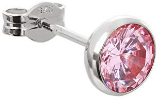 NKlaus Argent Clou d'oreille simple Calice Zirconia rose 6,7mm Argent massif 925 Femme Homme 7889