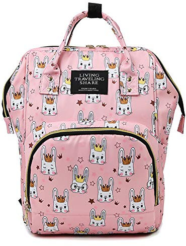 Lazeny Baby Wickelrucksack Wickeltasche Rucksack Multifunktional Mutter Babytasche Mama Reisetasche Große Kapazität Rucksack Unisex Baby Flaschen Tasche Reise Backapack (Pink Katze)