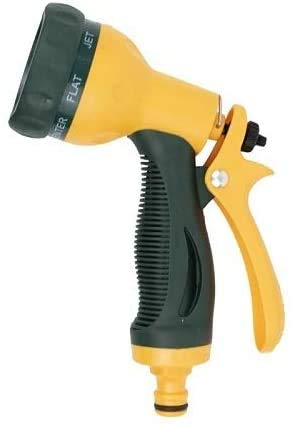 Virsus Pistola da giardino Multiflow Multifunzione a 7 Funzioni di irrigazione, colore verde e gialla, Doccetta a spruzzo getto ad alta pressione ideale per innaffiare piante, lavaggio auto, terrazzo