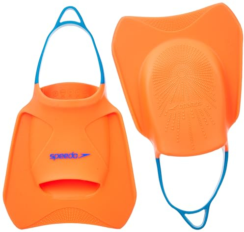 Speedo Unisex Erwachsene Biofuse Fitness Flosse | Schwimmtraining | Schwimmflosse | Flossen Trainingsausrüstung, Fluro Tangerine/Poolblu/Bluflm, L