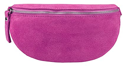 Made in Italy OBC Damen Leder Tasche Gürteltasche Crossbody Hüfttasche Bauchtasche Hüfttasche Umhängetasche Cross-Over Bodybag Schultertasche Handytasche Geldtasche (Pink (Wildleder))
