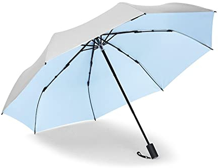 Meichoon Paraguas de Viaje Ligero 8 Costillas Refuerzo Resistente al Viento Fuerte Plegable Mochila Portátil Bolso de Coche Sombrilla Lluvia y Sol para Hombres y Mujeres