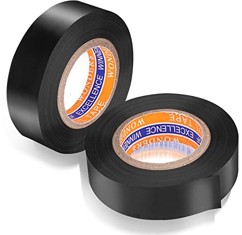 Abeillo 2 Rollen 19mm PVC Isolierband, Isolierband Klebeband Schwarz, Wasserdicht Selbstklebendes Isolierband, Elektriker Klebeband zum Bündeln und Wartung von Kabeln - 20 Meter
