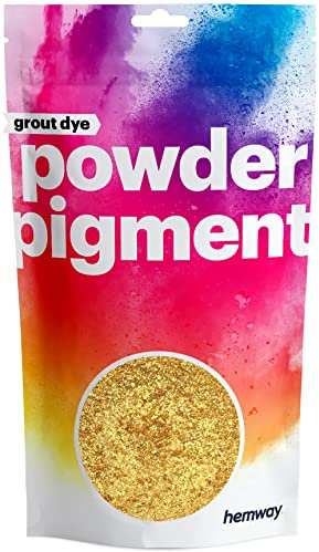 Hemway 50 g / 1.75 oz Metallic Sparkle Dark Gold Premium Grout Powder | Concrete Coloured Dye Pigment | Render Mortar Powdered Brick Toner | Suitable for Bathroom & Kitchen | High Colour Saturation