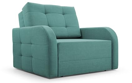 mb-moebel MOEBLO Kindersofa Porto 80 – Schlafsessel Sofa Sessel Jugendsofa Schlafsofa 1-Sitzer Gästebett mit Schlaffunktion und Bettkasten (BxHxT): 101x90x100 cm (Mintgrün)