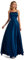 Lecureler Satin Spaghetti Strap Prom Dress Navy Blue Size 16
