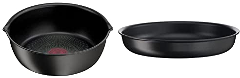 Tefal Ingenio Eco Resist Poêle profonde 26 cm, Induction, Revêtement antiadhésif, Indicateur de démarrage de cuisson & Ingenio Eco Resist Poêle 28 cm, Empilable, Induction, Revêtement antiadhésif