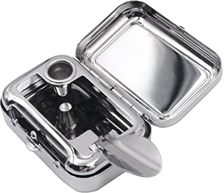 Tiardey Mini-Aschenbecher aus Edelstahl, tragbarer Aschenbecher, Taschenaschenbecher, geruchsdichter Reiseaschenbecher, Größe 6 x 4 x 2 cm