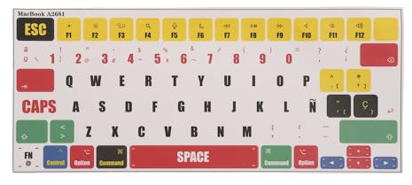 kwmobile QWERTY ES Spanish Keyboard Stickers Compatible with Apple MacBook Air 13.6 M2 (A2681) Touch ID model Keyboard Stickers - Multicolor