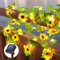 GuKKK Künstliche Sonnenblume Licht 10M/32Ft, 100LED Lichterkette Außen Solar 8 Modi, Lichterkette mit Blättern Sonnenblumen, Wasserdicht Solarlichterkette, für Garten, Balkon, Hochzeit, Zaun