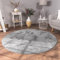 Paco Home Teppich Wohnzimmer Kunstfell weich waschbar modern elegant pflegeleicht Felloptik Uni Seidenglanz flauschig Kurzflor, Grösse:200 cm Rund, Farbe:Anthrazit