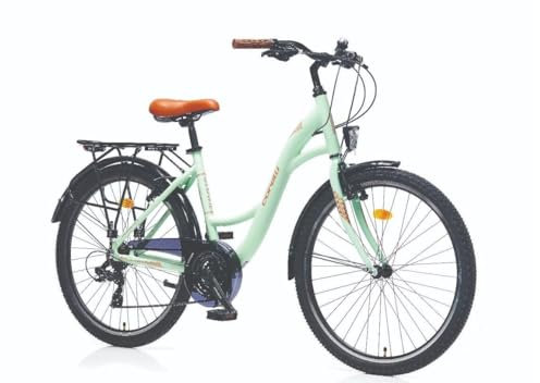 Corelli Hollandrad 28 Zoll Glowie, Aluminiumrahmen (weiß/Creme/Mint), Verschiedene Rahmenhöhen (44cm/48cm/51cm) 21-Gang Schaltung und Gepäckträger