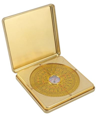 HERCHR Chinesischer Feng Shui Luo Pan, Feng Shui Kompass Luo Pan Mit Klappdeckel Kupfer Chinesischer Alter Chinesischer Kompass Tragbarer Handkompass Zum Erlernen von Wohn-Feng Shui(L)