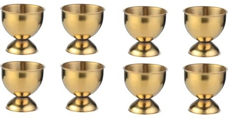 Yitobici Eierbecher aus Edelstahlmit, rund,Fuß, stapelbar, 6er Set Eierhalter Tablett (Gold,8Stück)