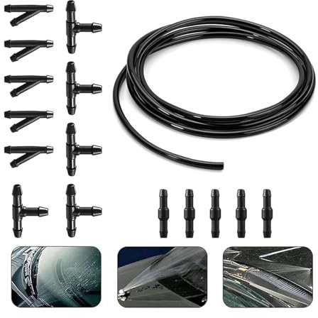 3M Universal Scheibenwaschanlage, 15PCS Schlauchverbinder, Wischwasserschlauch Reparaturset, Automotive Schlauch, Wischwasserschlauch Reparaturse, Schlauch für Scheibenwaschanlage (Schwarz)