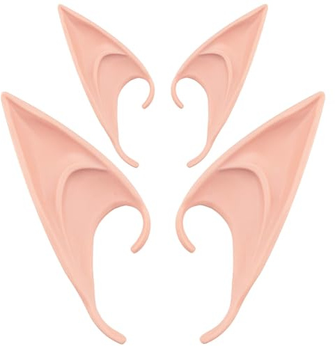 Fantasyon 2 Paar Latex Elfenohr Hautfarbe Fee Elfenohren Weiche Spitze Goblin Ohren Pixie Ohren Hobbit Ohren Cosplay Dress Up Kostüm Zubehör für Halloween Party Requisiten