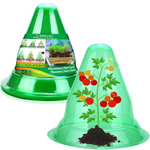 【15 Stück】 Pflanzenhut, Pflanzhütchen Transparente Abdeckung für Salatpflanzen zum Schutz vor Vögeln, Schnecken, Frost oder Witterung - Schützt Pflanzen vor Tierfraß, Ø 27cm, Grün (15 Stück Groß)
