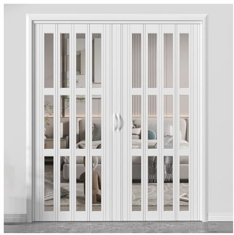 Porta Scorrevole Porte A Soffietto Doppie Interne, Porte Pieghevoli Extra Larghe Corridoi/vestibolo, Porta A Soffietto Personalizzabile Con Telaio In Alluminio, Facile Da Installare(270X200CM)