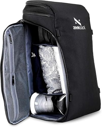 Zeeksack The Organizer 30L, Schwarz - Handgepäck-Rucksack 16 Laptopfach | 2 Verstellbare Trenner, RFID-Schutzfach, Deckelfach, Netzfächer, Flaschenfach, Seitlicher Zugang, Trolleyband