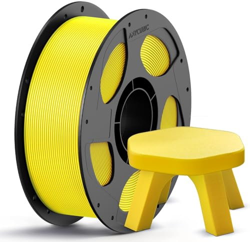 ANYCUBIC PETG Filament 1,75mm, Hohe Zähigkeit, Hoher Glanz, 1KG Gelb | Geringe Verzugneigung und hervorragende Schichthaftung, Passt für die meisten FDM Drucker