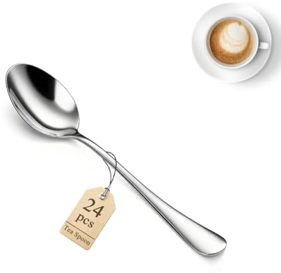 Berglander Cuillères à café 24 pièces 14 cm, ensemble de mini-cuillères en acier inoxydable pour dessert, glace, couverts en métal pour la maison, la cuisine, le restaurant, le café