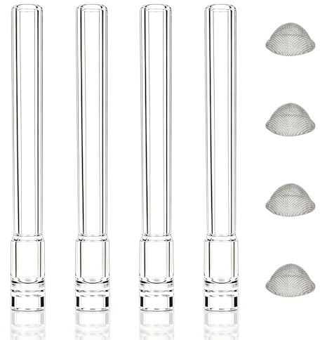 4 st Glas-cigarettendtoppar för Arizer Solo 2, adaptormunstycke med 4 st bong sil, 110 mm rakt glasrör reservdel för Arizer Solo2, Solo, Air 2, Air