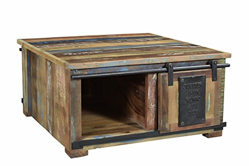 SIT-Möbel Jupiter Couchtischtruhe, Bunt Lackiert, Altholz, Natur, 80 x 80 x 40 cm