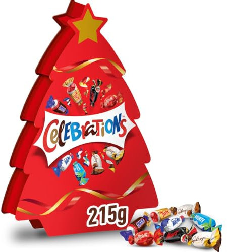 CELEBRATIONS - Sapin de Noël avec assortiment de minis chocolats SNICKERS, TWIX, MARS, MALTESERS, BOUNTY et autres - 215g