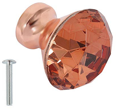 FlowersSea 16PCS 30mm Rose Gold K9 Crystal Cabinet Doors Knob Diamond Shape Glass Cabinet Door Wardrobe Cupboard Knob and Pull Handle for Kitchen Bathroom Drawer (16 Pcs)