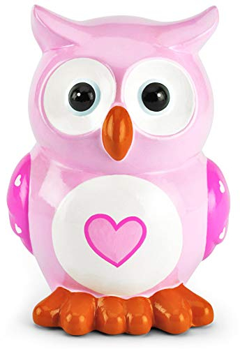 Mousehouse Gifts - Kinder Spardose - Eulen-Design mit Herz - Geschenk für Jungen/Mädchen - Rosa
