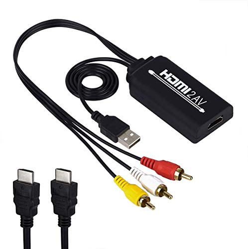 HDMI to RCA, HDMI to RCA Converter Cable, 1080P HDMI Converter to AV 3RCA CVBs Composite Video Audio Supports TV Stick, Roku, Chromecast, Apple TV, PC, Laptop, Xbox, HDTV, DVD