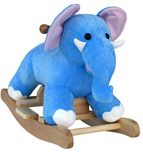 Wagner 9520 - Schaukeltier Elefant aus Holz und Plüsch für Kinder und Babys Schaukelpferd Schaukel-Elephant