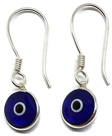 MYSTIC JEWELS By Dalia- Ohrringe Sterling-Silber 925 Tropfenform Türkisches Auge für Glück (Blau)