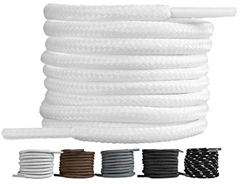 LaceHype 2 Paar - Premium Runde Schnürsenkel [ Ø4,5 mm ] Polyester für Arbeitsschuhe, Stiefel, Outdoorschuhe und Sportschuhe reißfeste Schuhbänder (Weiß, 110cm)