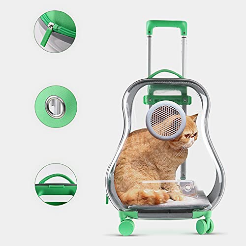 Trolley-Koffer für Haustiere Tragbare, Atmungsaktive Universal-Rad Teleskopstange Flugbox für Katzen und Hunde Trolley-Koffer