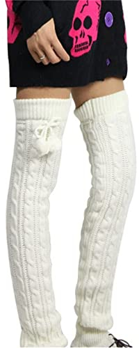 Zukmuk Gestrickte Stulpen Damen Overknees Beinstulpen Damen Leg Warmers Women Beinwärmer Damen Stulpen Schwarz (Einheitsgröße, Weiß A)