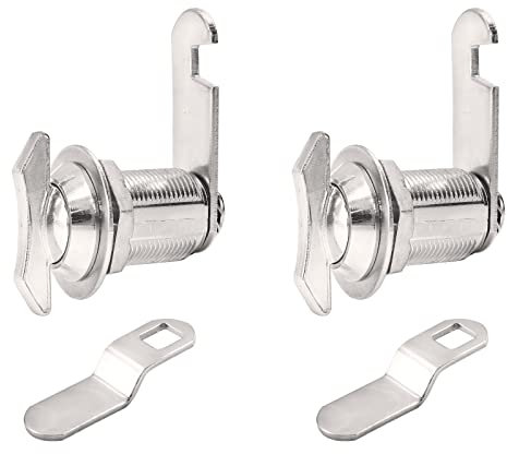Moicstiy 2Pcs 1-1/8 Inch Thumb Operated Offset Cam Locks, Chrome Non-Locking Compartment Lock Latch Keyless Twist Cabinet Replacement Lock for Mailbox Drawer, RV Compartment Door