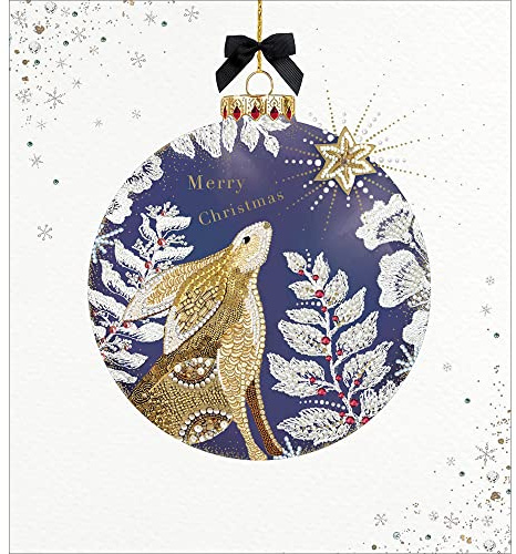 Box of 8 Christmas Cards in Festive Hare Xmas Bauble Design Xmas Card Boxes 496738