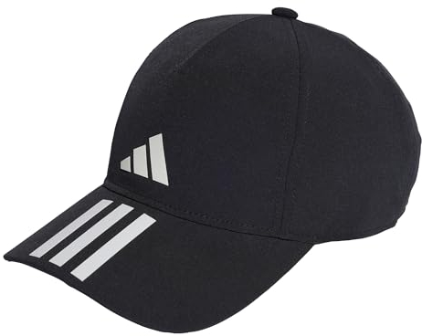adidas Unisex 3-Stripes AEROREADY Running Training Baseball Cap, Black/White/White, L
