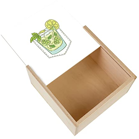 Fabulous Box aus Holz – Tasche Überraschung Mojito Cocktail Urlaub Apero Zeichnung (11 x 11 x 3,5 cm)