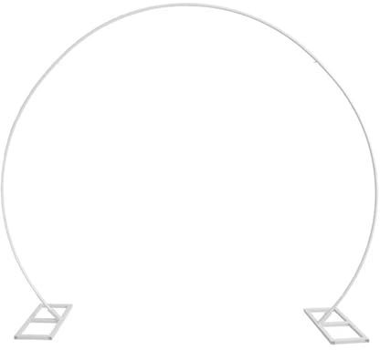 Trimming Shop Circle White Arch Stand 260cm x 220cm White Metal Arch Backdrop Stand Party Background Decoration Round Garden Arbors Wedding Reception Valentines Baby Shower Engagement Birthday Decor