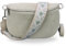 BRISE Bauchtasche Damen Wildleder AFIA Handgemachte Umhängetasche Crossbody Bag mit Ledergurt + Optionalen Breiten Gemusterten Riemen 3 Fächer Stylische Hüftltasche Made in Italy (Beige - 2)