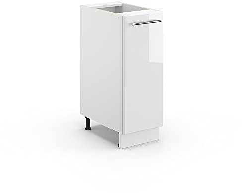Vicco Apothekerschrank Fame-Line, Medizinschrank für die Küche, Weiß Hochglanz/Weiß, 30 cm, AP Eiche