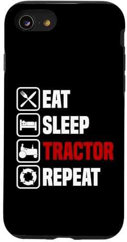 Essen Schlafen Traktor wiederholen lustig Bauer Hülle für iPhone SE (2020) / 7 / 8