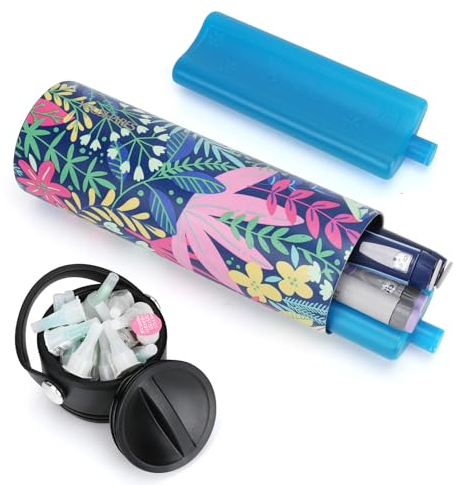 YOUSHARES Insulin Pen Kühltasche - Tragbare TSA Etui für Insulin Pen, Epipen, Insulin und andere Diabetes Zubehör - Medikamente Kühlbox auf Reisen, Isoliertasche mit Kühlakkus (Tropischer Regenwald)