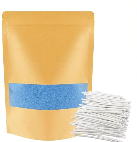 ALLAVA Kerzensand mit Docht, Kerzensand 1 KG mit 50 Docht 5cm, Perlenkerzen mit 50 Kerzendocht ohne Basis, Kerzen Sand, Pearled Candle, Wachsgranulat für Wachskerze Selber Machen (1KG, Blau)