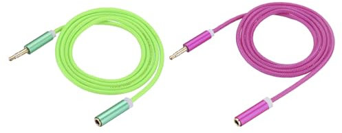 sourcing map Headphone Extension Cable, Nylon-Braided Male to Female Aux Cord Extender for Cellphones PC Media Players Speakers Adaptor Rose/Green