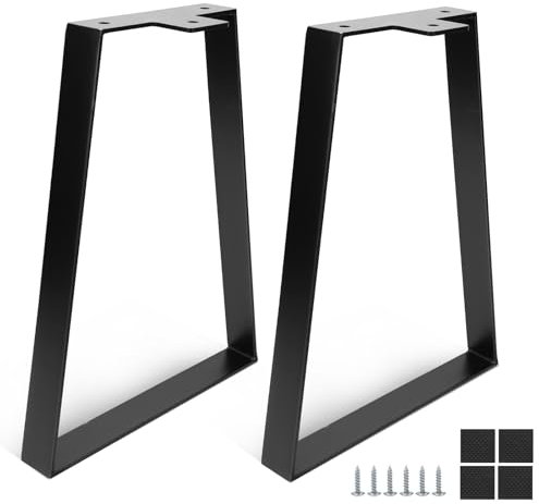 DBREAKS Pieds de table trapézoïdaux de 35 cm - Noir - En métal - Avec vis - Patins de meubles pour table basse, table de chevet, banc