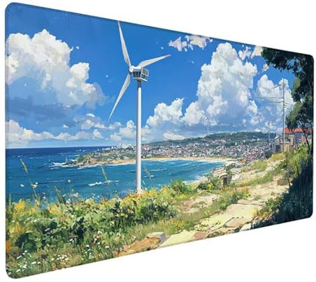Blau Schreibtischunterlage Landschaft Mousepad Groß 1000x500x3 mm XXL Mauspad mit Wasserdicht rutschfest Gummibasis, für PC MacBook und Laptop Mousepad Gaming Zubehör für Büro Deko Aesthetic Z-430